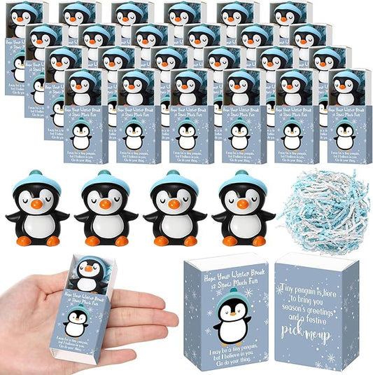 Wettarn 36 Sets Winter Break Gifts Penguin Stress Balls with Support Gift Boxes Bulk Holiday Party Favors for Students Teachers Relief Toys Office Classroom Prizes Christmas Stuffers