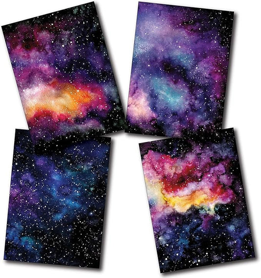 Abstract Greeting Cards Boxed Set - 24 All Occasion Blank Just Because or Thank You Cards w/White Envelopes - High-Quality Card Stock by RitzyRose (Galaxy)