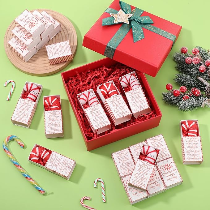Wettarn 48 Sets Christmas Jesus Gifts Candy Cane Stress Balls with Christian Boxes Religious Party Favors for Church Office Rewards Stocking Stuffers