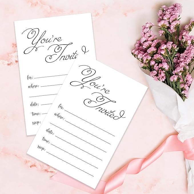 4x6 Elegant ‘You’re Invited’ Blank Invitations (20 Cards + 20 Envelopes) - Versatile Party Invites for Any Occasion.(030)