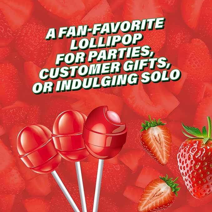 Colombina Bon Bon Bum Lollipops w/Bubble Gum Center, Strawberry Flavor, Individually Wrapped, Ideal for Party Favors and Gifts, 2 Pack (24 Count)