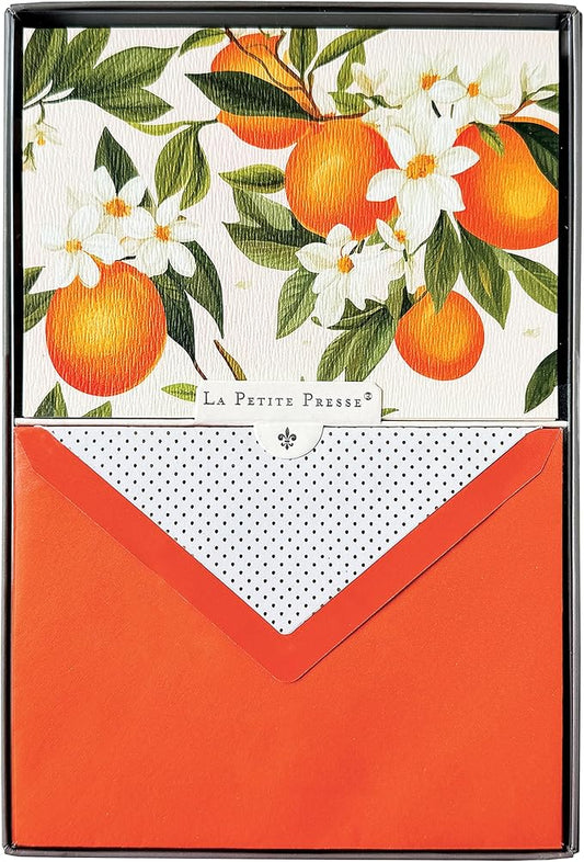 L’Orange Designer Cards by Graphique Luxe Collection, Silver Foil Embossed Stationary Boxed Set, 10 Blank Cards with 11 Envelopes, All Occasion Greetings, 5.25" x 3.8"