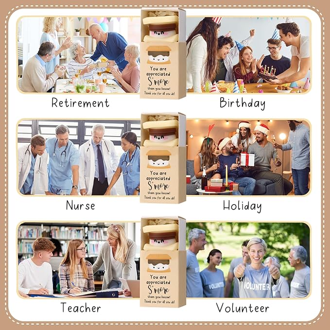 Wettarn 54 Sets Appreciation Gifts S'More Stress Balls with Thank You Gift Boxes for Employee Coworker Office Team Positive Relief Desk Decor