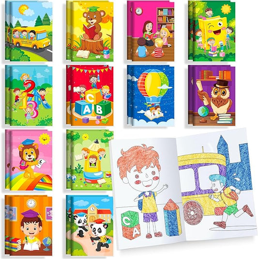 BenLouis 24 Pcs Preschool Kindergarten Mini Coloring Books Kids Graduation Party Favors Small Activity Books Bulk for Kids Student Birthday Goodie Bags Stuffers Return Gifts Classroom Travel