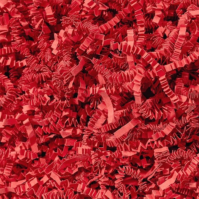 Wowxyz 1 LB Crinkle Cut Paper Shred Red Crinkle Shredded Paper for Gift Baskets - Gift Box Bag Filler - Confetti Stuffing for Birthday, Holiday Present Packaging Wrapping