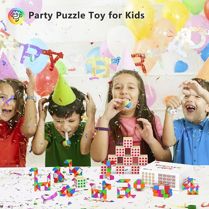 Vdealen 32 Pack Mini Cube&Fidget Snake Cube Puzzle Party Favors for Kids, School Rewards&Classroom Prize for Students, Goodie Bag Stocking Stuffers, Gift for Birthday Valentine Easter Christmas