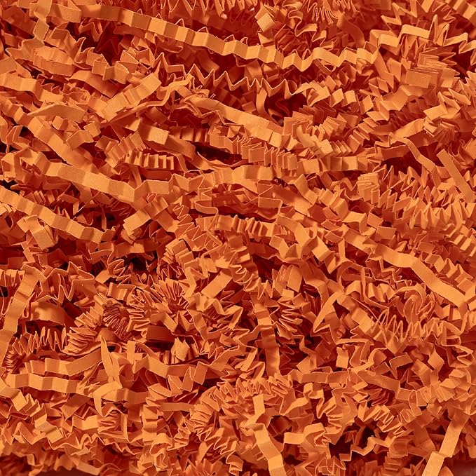 Wowxyz 1 LB Crinkle Cut Paper Shred Orange Crinkle Shredded Paper for Gift Baskets - Gift Box Bag Filler - Confetti Stuffing for Birthday, Holiday Present Packaging Wrapping