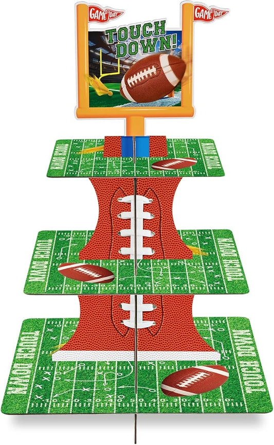 Gatherfun Football Touchdown Cupcake Stand - for Football Theme Birthday & Tailgate Party, Football Party Decorations