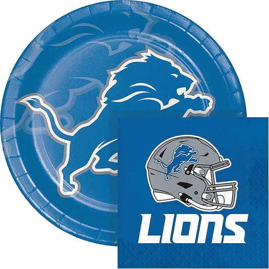 Trendware Detroit Lions Paper Plate and Napkin Party Kit, 72 ct