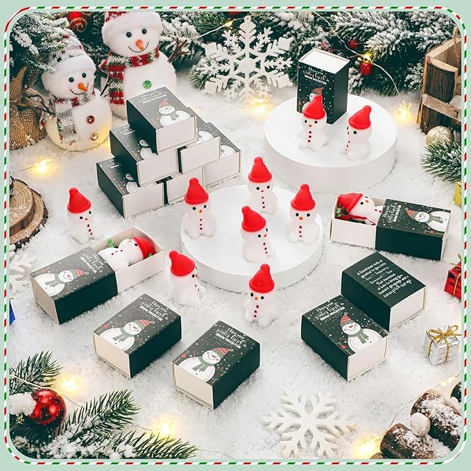 Wettarn 24 Sets Winter Break Gifts Snowman Stress Balls with Support Gift Boxes Bulk Christmas Party Favors for Teachers Relief Toys Office Prizes Holiday Stuffers