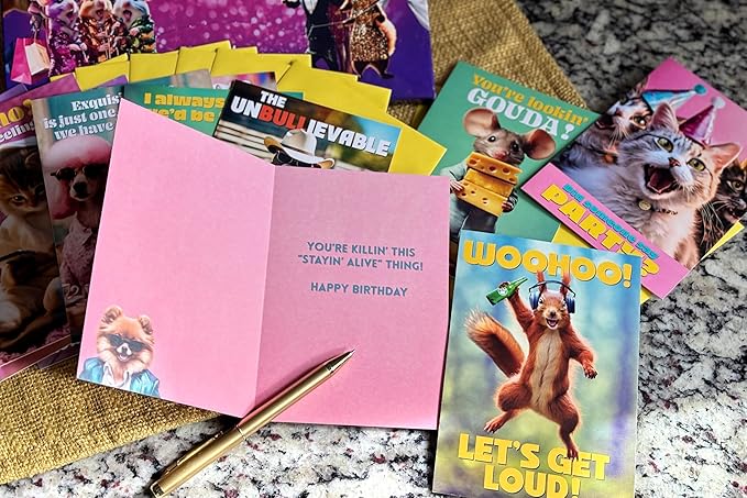 Leanin' Tree Wild Ones - Made In USA - 20 Assorted Cards with Envelopes All Occasion, Birthday Cards Funny Enough to Make You Laugh, Includes Birthday, Encouragement, Friendship, Thank You and More