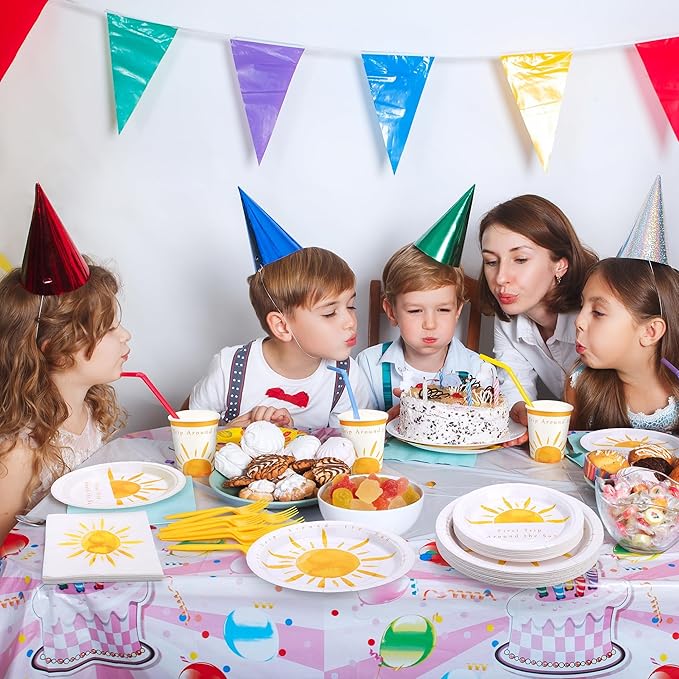 Kochorie 144 Pieces Boho Sun Birthday Party Decorations Tableware Sets Including Disposable Bohemia Sunshine Plates Napkins Cups Forks Serves 24 for Sun Baby Shower Party Supplies