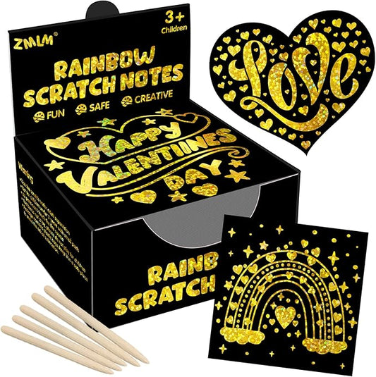 ZMLM 165 Rainbow Scratch Paper Art Crafts Mini Notes Kids Gifts 4 5 6 7 8 9 10 Years Old Girls Boys Students Teens Classroom Prizes School Supplies Birthday Party Travel Toy Activity(Gold Holographic)