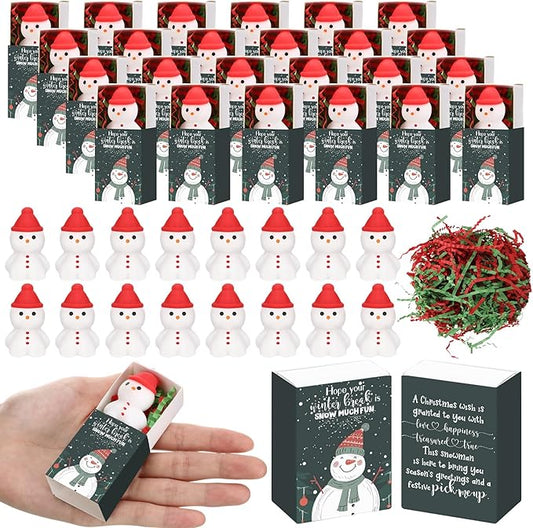 Wettarn 24 Sets Winter Break Gifts Snowman Stress Balls with Support Gift Boxes Bulk Christmas Party Favors for Teachers Relief Toys Office Prizes Holiday Stuffers