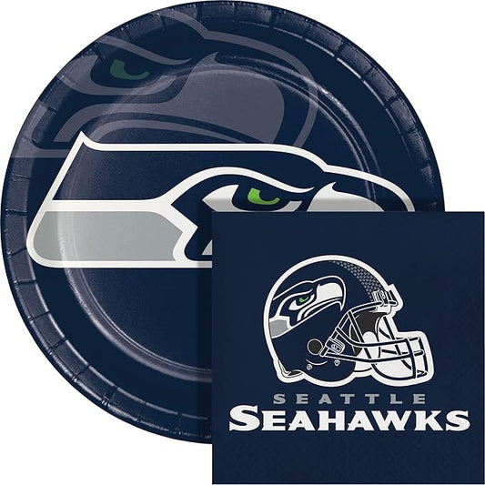 Trendware Seattle Seahawks Paper Plate and Napkin Party Kit, Serves 16