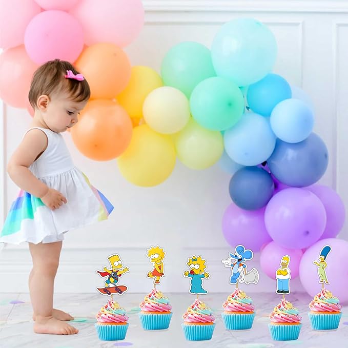 "Brt Simpson Cupcake Topper– Cartoon Theme Party Decorations for Boys Girls – Fun & Colorful Simpsons Inspired Cupcake Picks for Birthday Party, School Celebration & Family Event"