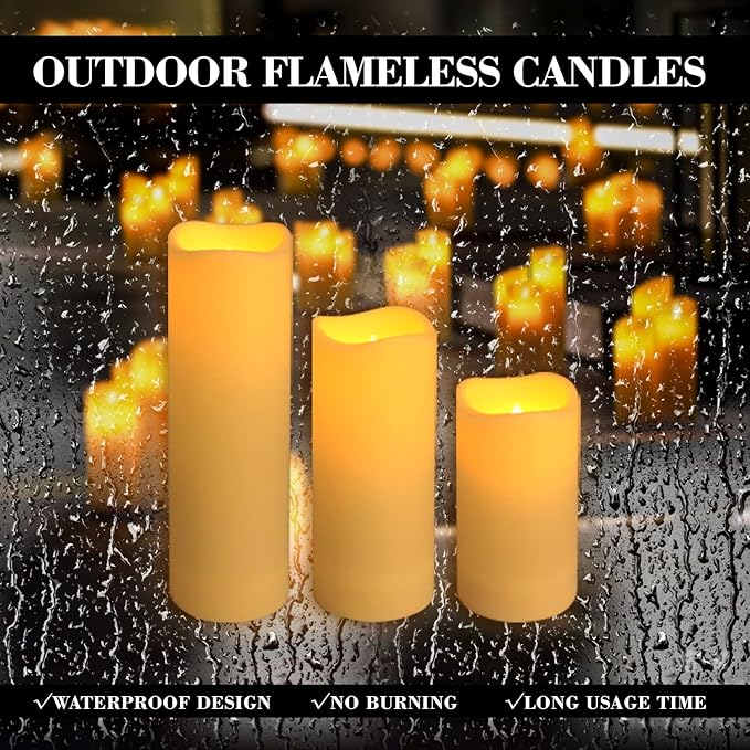 fclayvts 24-Pack LED Flameless Candles with Remote Control -Flickering Electric Candles- Timer Candles -3D Flame, for Halloween Christmas Parties,Wedding,Home,Gift and Special Occasions(Three Sizes)