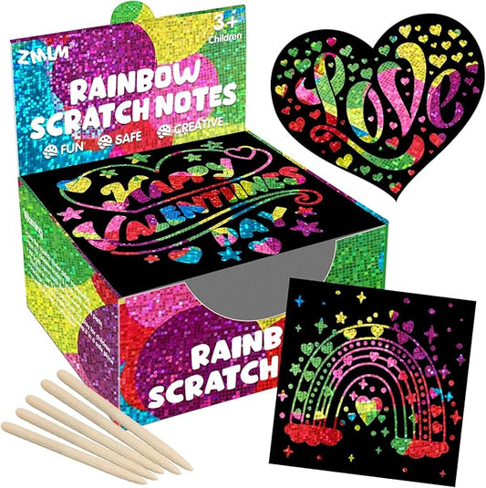 ZMLM 165 Rainbow Scratch Paper Art Crafts Mini Notes Kids Gifts 4 5 6 7 8 9 10 Years Old Girls Boys Students Teens Classroom Prizes School Supplies Birthday Party Travel Toy Gift(Holographic)