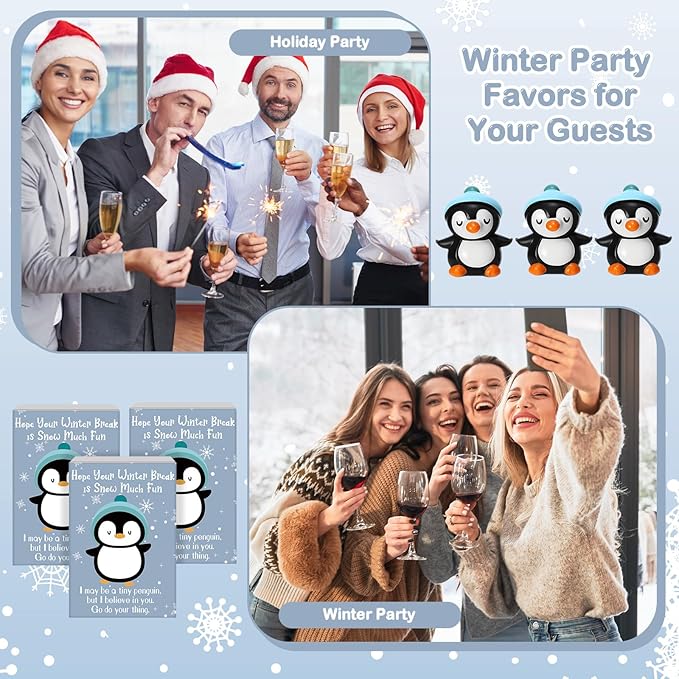 Wettarn 24 Sets Winter Break Gifts Penguin Stress Balls with Support Gift Boxes Holiday Party Favors for Students Teachers Relief Toys Office Classroom Prizes Valentines Stuffers