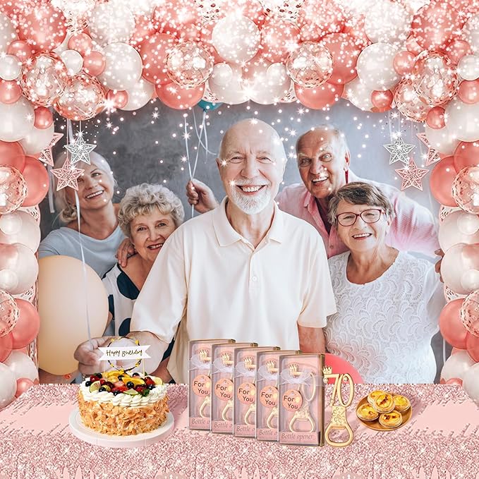 24 boxes of rose gold themed 70th birthday bottle openers favored for 70th golden wedding party gifts birthday party souvenirs or party decorations
