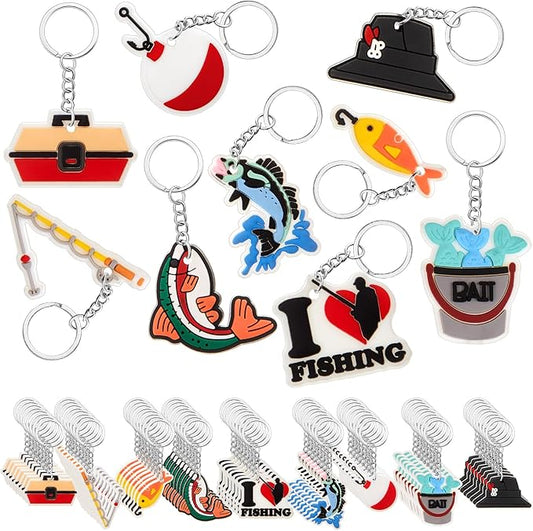 Sasylvia 36 Pcs Fishing Party Favors I Love Fishing Keychains Birthday Party Decorations Gift for Women Men Accessories
