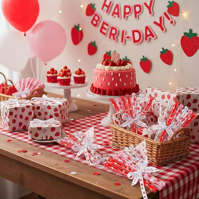 Rotatingpals 32 Pcs Strawberry Bubble Wands Sweet Berry Bubble Wand for Party Favors Adult Summer Activity Birthday Party Goodie Bag Stuffers Gifts Wedding Supplies