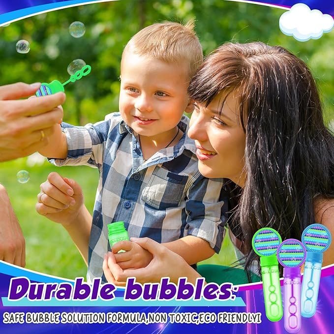 Rotatingpals 24 Pcs Video Game Bubble Wands Mini Gaming Bubble Toys for Kids Toddlers Video Game Party Christmas Birthday Gifts Filler Goodie Bag Stuffer (Purple, Blue, Green)