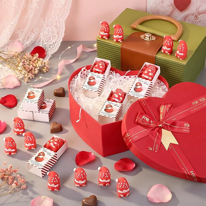 Wettarn 24 Sets Valentines Gifts Gnomes Stress Ball with Happy Valentine's Day Gift Boxes Bulk Party Favors for Office Coworkers Staff Employee Friends Positive Relief Desk Decor