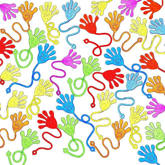 JOYIN 240Pcs Glitter Sticky Hands Party Favors, Party Table Favors Set for Kids, Holiday Traditions, Classroom Treasure Box Carnival Prizes Bulk Pinata Stuff Mini Toys, Valentine goodie bags