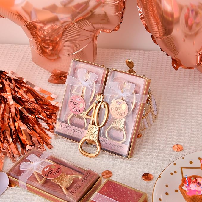 24 boxes of rose gold themed 40th birthday bottle openers favored for 40th wedding party gifts birthday party souvenirs or party decorations