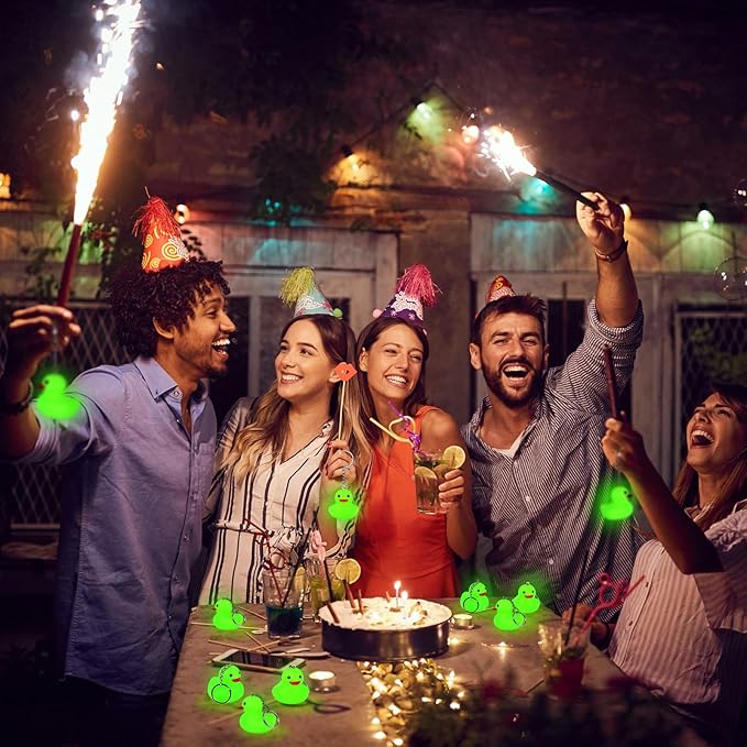 Deekin Duck Keychain Glow in The Dark Cruise Rubber Duck Halloween Keyring Party Favors Gifts Supplies Game Prizes