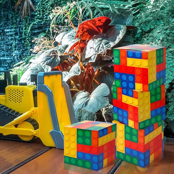 Outus 6 Pcs Building Block Party Boxes - 11.8 Inch Favor Box for Birthday Decorations, Car Trunk or Treat, Centerpieces, Block Mania Game