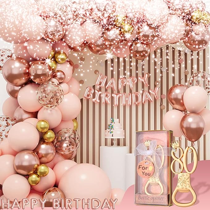 24 boxes of rose gold themed 80th birthday bottle openers favored for 80th anniversary wedding party gifts birthday party souvenirs or party decorations