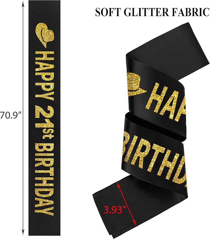 21st Birthday Celebration Bundle - Hat, Sash, Decorations for Men's Milestone Birthday