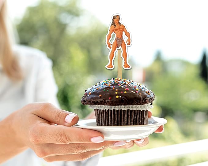 "Tarzn Cupcake Topper – Cartoon Inspired Birthday Party Decoration – Adventure Theme Cupcake Picks for Parties, Baby Showers, Family Gatherings, School Events, and Tarzn Themed Celebrations"