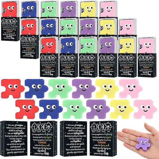 Wettarn 24 Sets Employee Appreciation Gifts Team Puzzle Piece Stress Balls Bulk with Thank You Gift Boxes Party Favors for Team Building Recognition Christmas Birthday Desk Decor