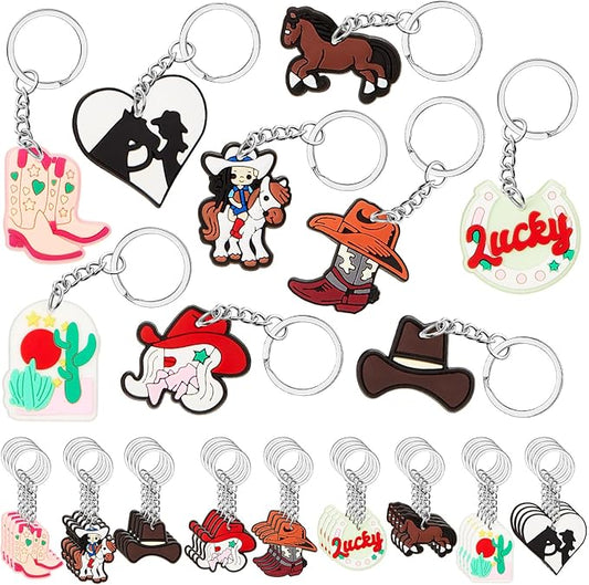 Sasylvia 36 Pcs Cowgirl Party Favors 9 Style Cowgirl Keychains Gifts Western Birthday Party Decorations for Women Bachelorette Wedding Supplies