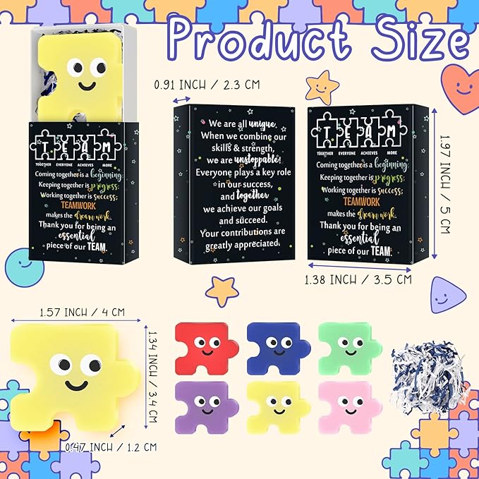 Wettarn 48 Sets Employee Appreciation Gifts Team Puzzle Piece Stress Balls Bulk with Thank You Gift Boxes Party Favors for Team Building Recognition Christmas Birthday Desk Decor