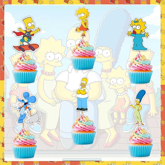 "Brt Simpson Cupcake Topper– Cartoon Theme Party Decorations for Boys Girls – Fun & Colorful Simpsons Inspired Cupcake Picks for Birthday Party, School Celebration & Family Event"