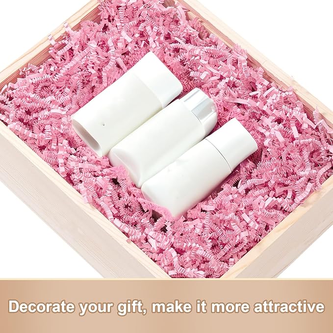 Wowxyz 1 LB Crinkle Cut Paper Shred Pink Crinkle Shredded Paper for Gift Baskets - Gift Box Bag Filler - Confetti Stuffing for Birthday, Holiday Present Packaging Wrapping