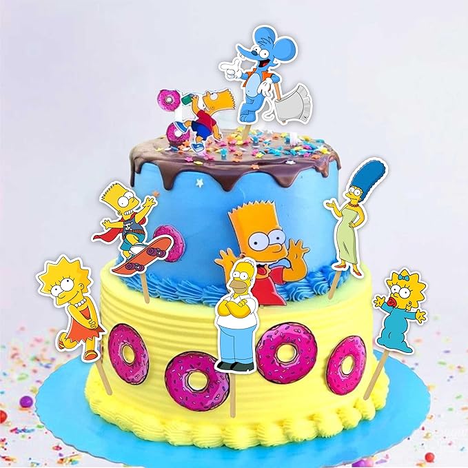 "Brt Simpson Cupcake Topper– Cartoon Theme Party Decorations for Boys Girls – Fun & Colorful Simpsons Inspired Cupcake Picks for Birthday Party, School Celebration & Family Event"