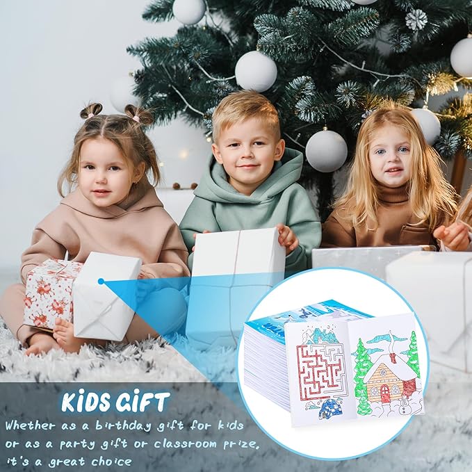 BenLouis 24 Pcs Winter Mini Coloring Books Kids Polar Animals Penguin Party Favors Small Activity Books Bulk for Kids Winter Holiday Theme Birthday Goodie Bags Stuffers Return Gifts Classroom Travel