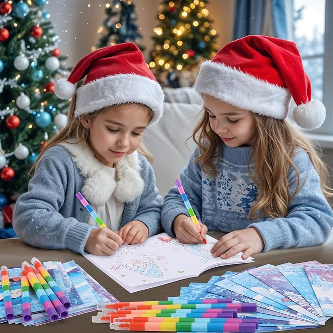 BenLouis 24 Pcs Frozen Mini Coloring Books Kids Winter Snowflake Party Favors Small Activity Books Bulk for Kids Winter Holiday Themed Goodie Bags Stuffers Return Gifts Classroom Travel