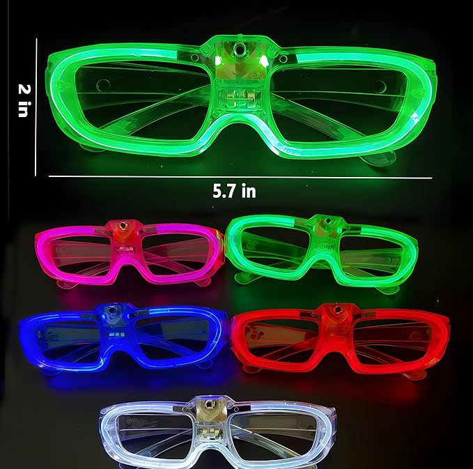 20 Pack LED Glasses Glow in The Dark Party Supplies,Light up Glow Glasses Toys for Kids Adult Birthday Holiday Concert Disco Neon Party Favors Wedding Halloween Thanksgivings Christmas New Years