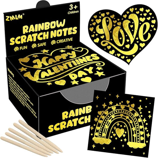 ZMLM 165 Rainbow Scratch Paper Art Crafts Mini Notes Kids Gifts 4 5 6 7 8 9 10 Years Old Girls Boys Students Teens Classroom Prizes School Supplies Birthday Party Travel Toy Activity(Gold)
