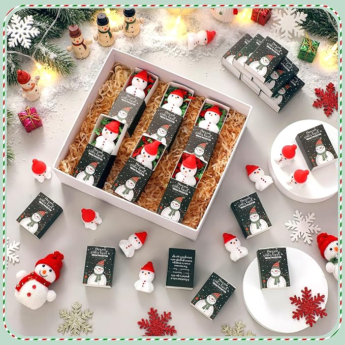 Wettarn 24 Sets Winter Break Gifts Snowman Stress Balls with Support Gift Boxes Bulk Christmas Party Favors for Teachers Relief Toys Office Prizes Holiday Stuffers