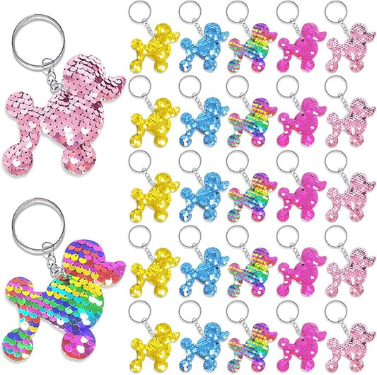 CiciBear 25 Pack Dog Sequin Keychains for Dog Party Favors, Kids and Adults Birthday Gift, Baby Shower, Party, 5 Colors