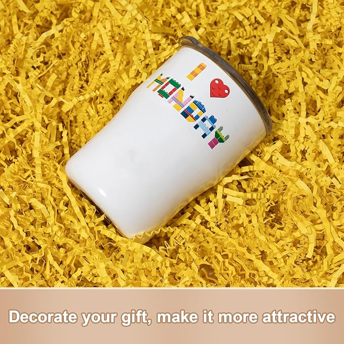 Wowxyz 1 LB Crinkle Cut Paper Shred Yellow Crinkle Shredded Paper for Gift Baskets - Gift Box Bag Filler - Confetti Stuffing for Birthday, Holiday Present Packaging Wrapping