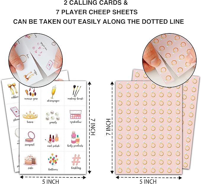 Bridal Bingo Cards, Bridal Shower Game for 24 Players, Wedding/Bachelorette Party Games for Family Friends Activities, Holiday Party Favors Supplies Decorations(06)