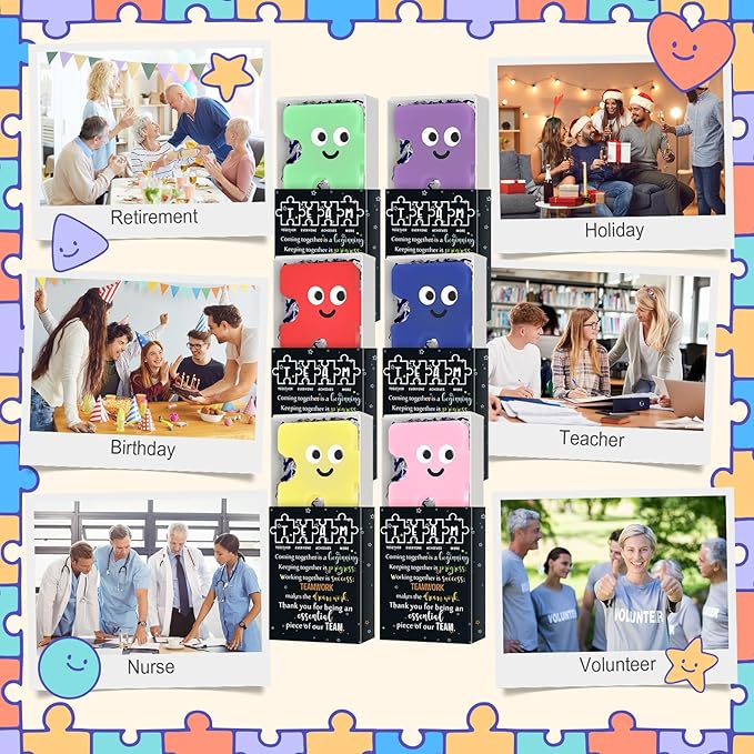 Wettarn 48 Sets Employee Appreciation Gifts Team Puzzle Piece Stress Balls Bulk with Thank You Gift Boxes Party Favors for Team Building Recognition Christmas Birthday Desk Decor